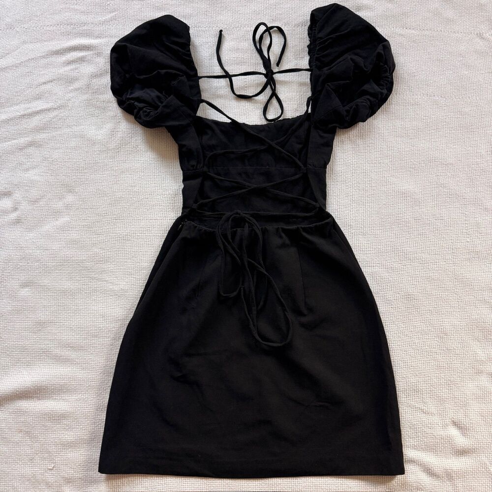 zara black lace mini dress ZARA BLACK MINI DRESS WITH LACE AND FRILL SS17 SIZE XS NEW TAGS